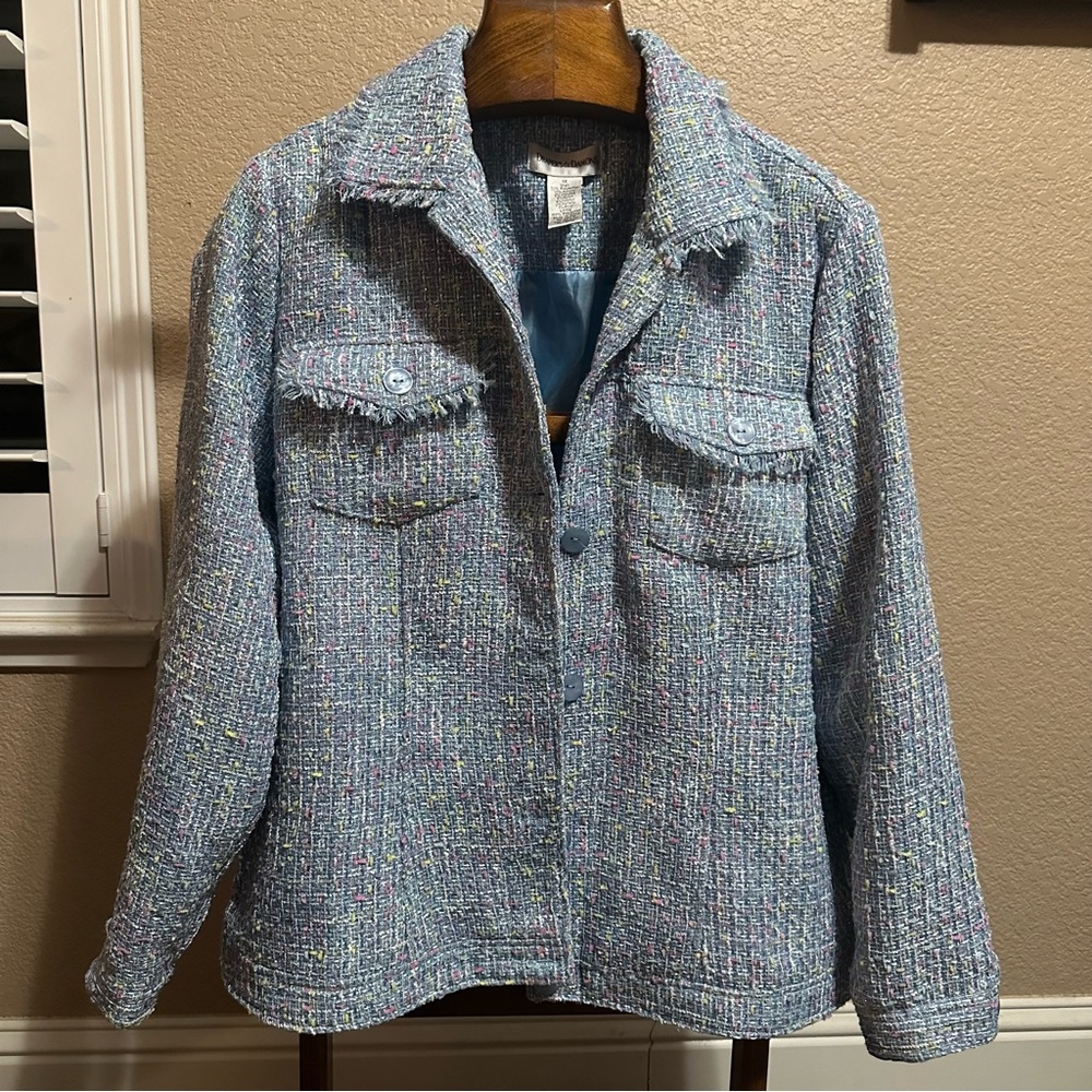 Drapers and Damons pastel tweed dressy blazer jacket women's 1X Lined plus size